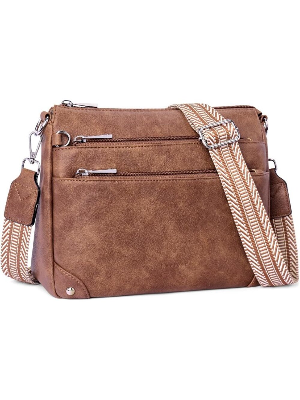 Women's Brown RFID Vegan Leather Medium Purse Imported Crossbody Bag